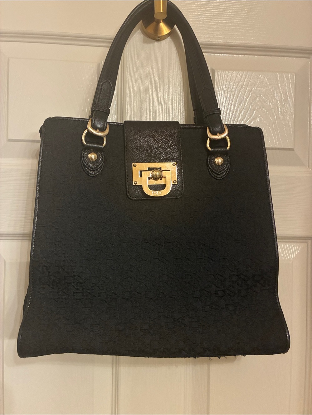 DKNY Black Satchel‎ with Gold Hardware